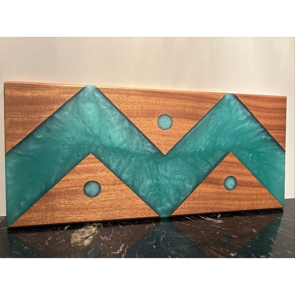 Charcuterie Board Handmade Wood Resin Epoxy 18X8